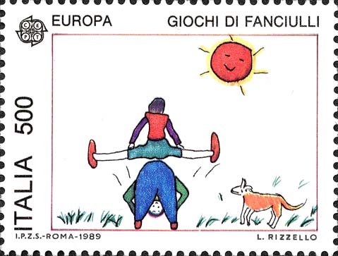 Francobollo Bambini che Giocano alla Cavallina -  1989