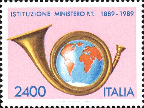 Francobollo Corno di Posta e Globo -  1989