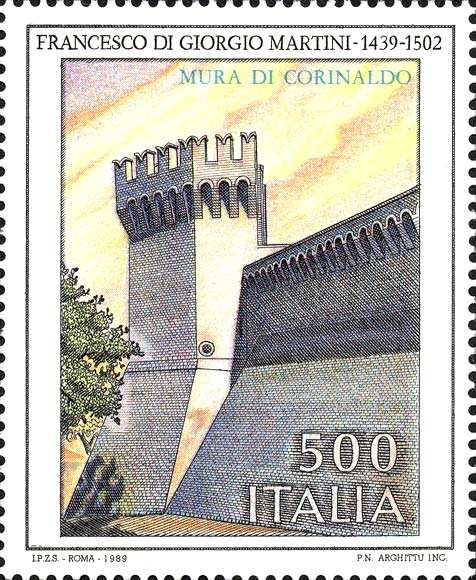 Francobollo Mura di Corinaldo -  1989