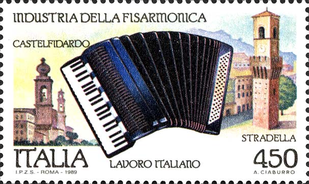 Francobollo Industria della Fisarmonica -  1989