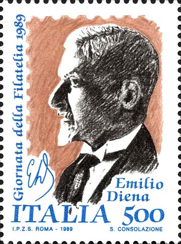 Francobollo Ritratto di Emilio Diena -  1989