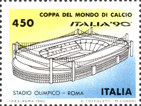 Francobollo Stadio Olimpico, a Roma -  1990