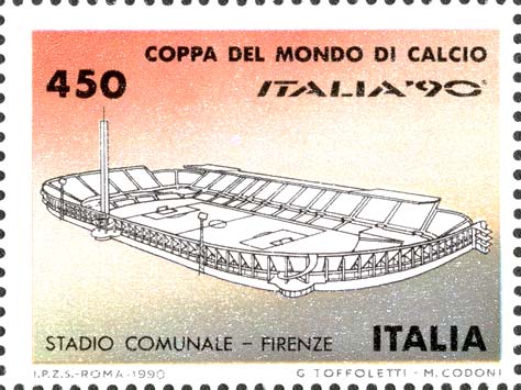 Francobollo Stadio Comunale, a Firenze -  1990