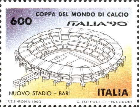 Francobollo Nuovo Stadio, a Bari -  1990