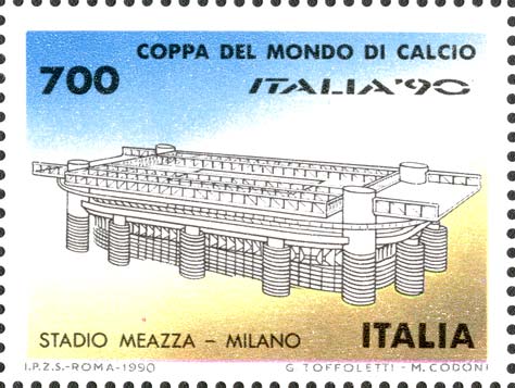 Francobollo Stadio Meazza, a Milano -  1990