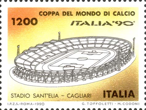 Francobollo Stadio Sant'Elia, a Cagliari -  1990