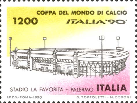 Francobollo Stadio la Favorita, a Palermo -  1990