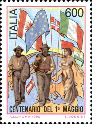 Francobollo Il Quarto Stato, Dipinto di Pellizza da Volpedo -  1990