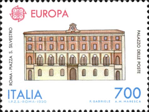 Francobollo Palazzo delle Poste, a Roma -  1990