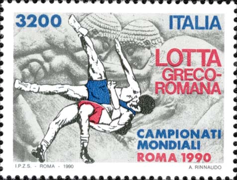 Francobollo Scena di Lotta Greco Romana -  1990