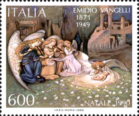 Francobollo La Vita Nuova, Dipinto di Emidio Vangelli -  1990