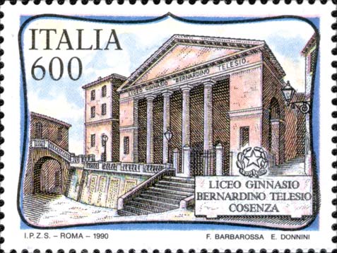 Francobollo Liceo Telesio, a Cosenza -  1990