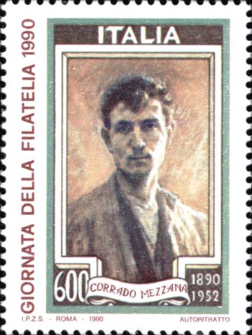 Francobollo Autoritratto di Corrado Mezzana -  1990