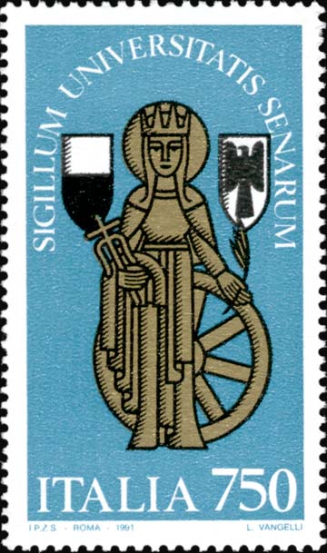 Francobollo Sigillo dell'Università di Siena -  1991