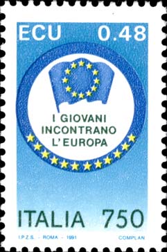 Francobollo Bandiera Europea -  1991