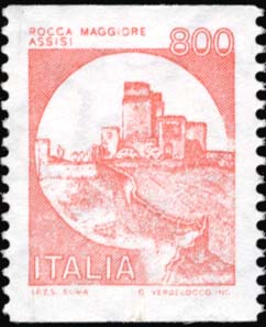 Francobollo Rocca Maggiore, ad Assisi -  1991