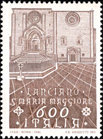 Francobollo Chiesa di Santa Maria Maggiore, a Lanciano -  1991