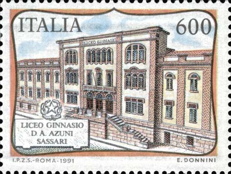 Francobollo Liceo Azuni -  1991
