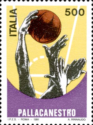 Francobollo Scena di Gioco di Pallacanestro -  1991