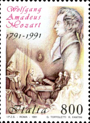 Francobollo Ritratto di Mozart -  1991
