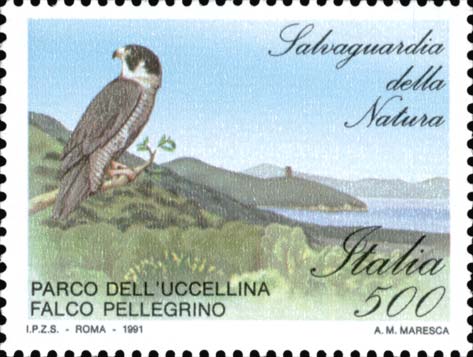 Francobollo Falco Pellegrino -  1991