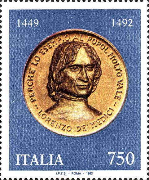 Francobollo Ritratto di Lorenzo il Magnifico -  1992
