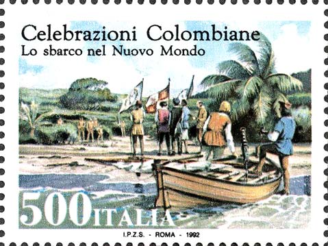 Francobollo Sbarco nel Nuovo Mondo -  1992