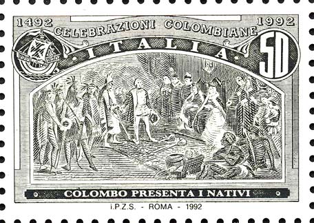 Francobollo Colombo Presenta i Nativi -  1992