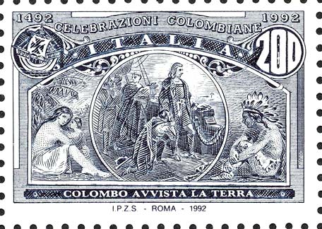 Francobollo Colombo Avvista la Terra -  1992