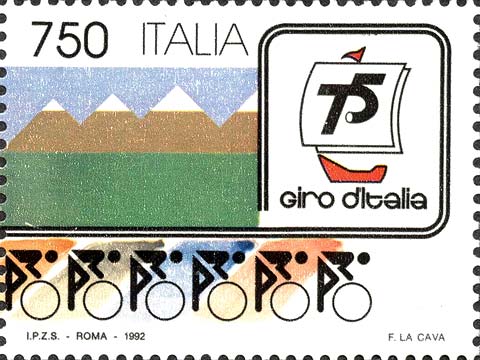 Francobollo Ciclisti, Simbolo del Giro d'Italia e Montagna -  1992