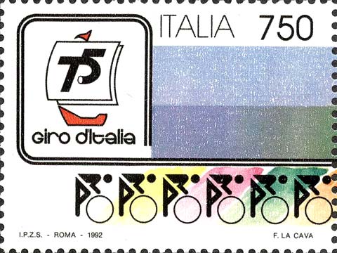 Francobollo Ciclisti, Simbolo del Giro d'Italia e Pianura -  1992