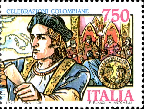 Francobollo Ritratto di Cristoforo Colombo e Sovrani (Parte DX) -  1991