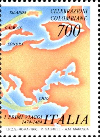 Francobollo Metà Destra della Cartina -  1990