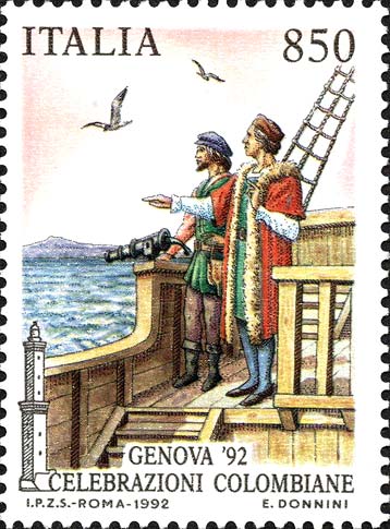 Francobollo Colombo Avvista la Terra -  1992