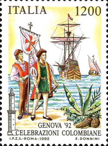 Francobollo Sbarco di Colombo -  1992