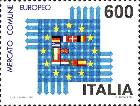 Francobollo Bandiere e Stelle d'Europa -  1992