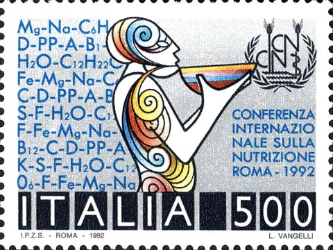 Francobollo Figura Umana che Beve da una Ciotola -  1992