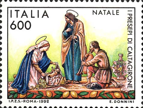 Francobollo Presepe di Caltagirone -  1992