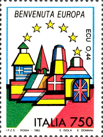 Francobollo Italia: Benvenuta Europa -  1993