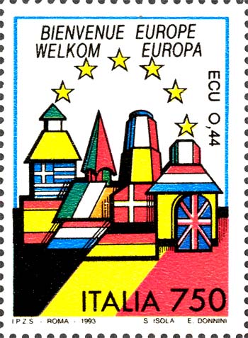 Francobollo Belgio: Bienvenue Europe, Welkom Europa -  1993