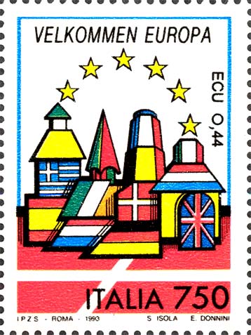 Francobollo Danimarca: Velkommen Europa -  1993