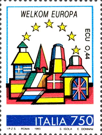 Francobollo Paesi Bassi: Welcom Europa -  1993