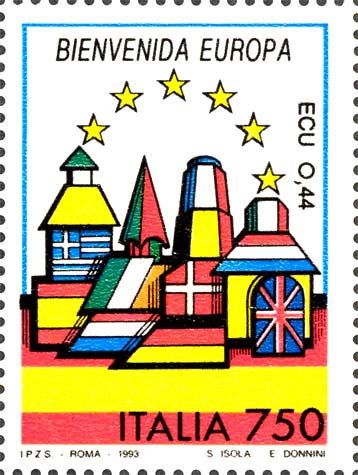 Francobollo Spagna: Bienvenida Europa -  1993