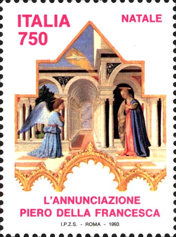Francobollo Annunciazione, Dipinto di Piero della Francesca -  1993