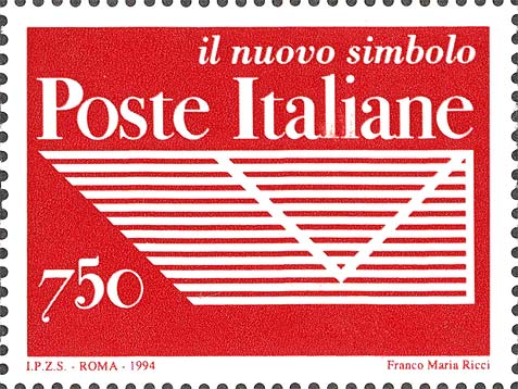 Francobollo Nuovo Simbolo delle Poste Italiane (Rosso) -  1994