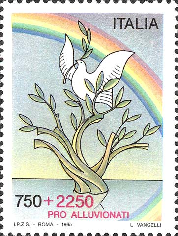 Francobollo Colomba, Ramoscello d'Ulivo, Albero e Arcobaleno -  1995