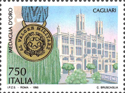 Francobollo Cagliari e Medaglia d'Oro -  1995
