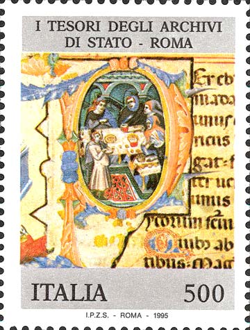 Francobollo Statuto di Santo Spirito Sassia, Archivi di Roma -  1995