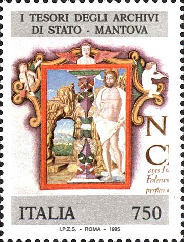 Francobollo Documento del 1481, Archivi di Mantova -  1995