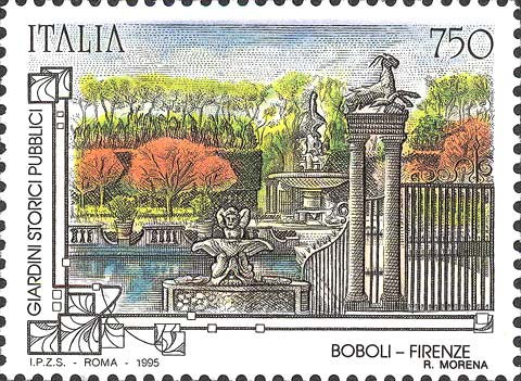 Francobollo Giardini di Boboli, a Firenze -  1995